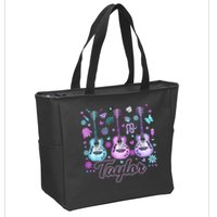 Girl Retro Taylor First Name Personalized Groovy 80'S P.i.n.k. Zip Tote Bag