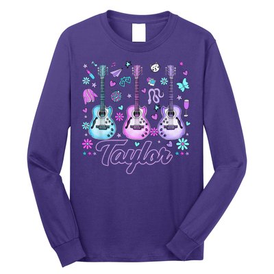 Girl Retro Taylor First Name Personalized Groovy 80'S P.i.n.k. Long Sleeve Shirt