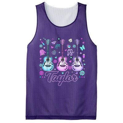 Girl Retro Taylor First Name Personalized Groovy 80'S P.i.n.k. Mesh Reversible Basketball Jersey Tank