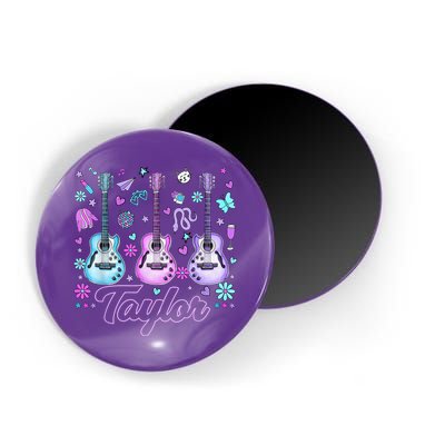 Girl Retro Taylor First Name Personalized Groovy 80'S P.i.n.k. Magnet
