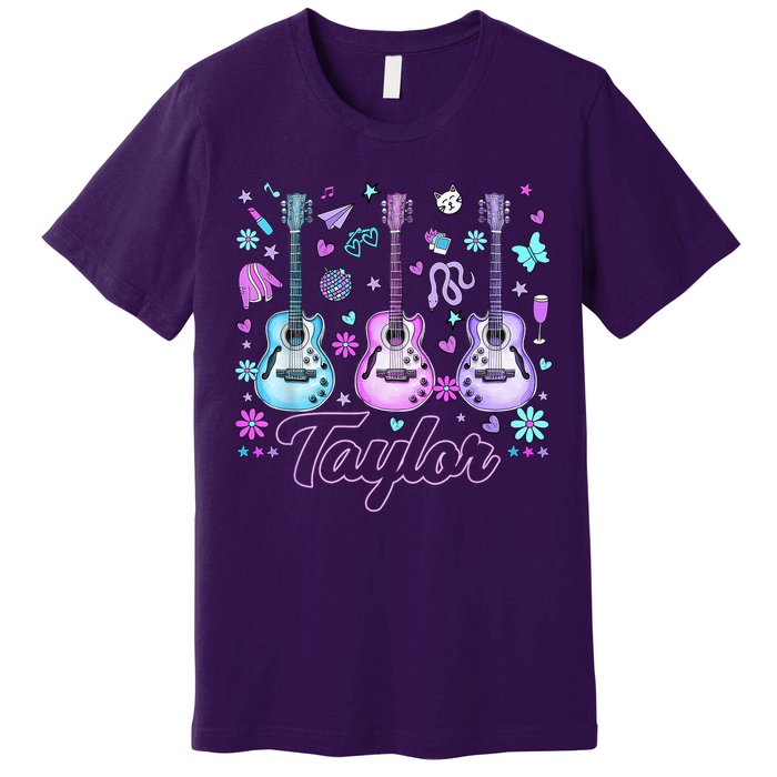 Girl Retro Taylor First Name Personalized Groovy 80'S P.i.n.k. Premium T-Shirt