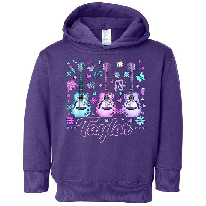 Girl Retro Taylor First Name Personalized Groovy 80'S P.i.n.k. Toddler Hoodie