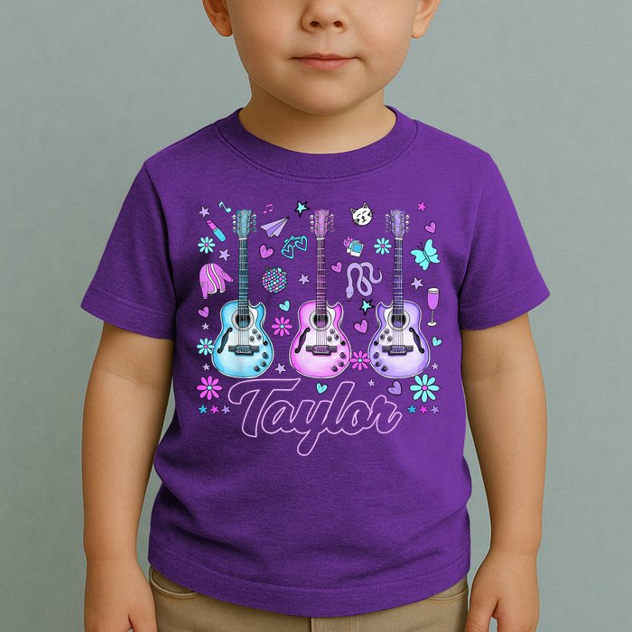 Girl Retro Taylor First Name Personalized Groovy 80'S P.i.n.k. Toddler T-Shirt