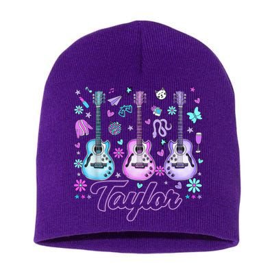 Girl Retro Taylor First Name Personalized Groovy 80'S P.i.n.k. Short Acrylic Beanie