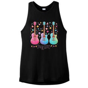 Girl Retro Taylor First Name Personalized Groovy 80S Pink Ladies PosiCharge Tri-Blend Wicking Tank