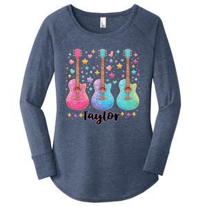 Girl Retro Taylor First Name Personalized Groovy 80S Pink Women's Perfect Tri Tunic Long Sleeve Shirt