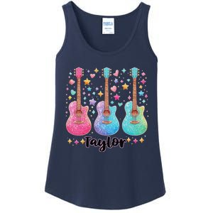 Girl Retro Taylor First Name Personalized Groovy 80S Pink Ladies Essential Tank