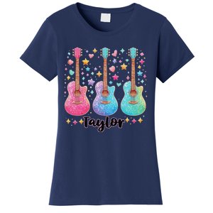 Girl Retro Taylor First Name Personalized Groovy 80S Pink Women's T-Shirt