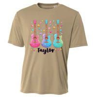 Girl Retro Taylor First Name Personalized Groovy 80S Pink Cooling Performance Crew T-Shirt