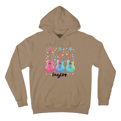 Girl Retro Taylor First Name Personalized Groovy 80S Pink Hoodie