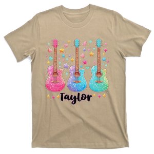 Girl Retro Taylor First Name Personalized Groovy 80S Pink T-Shirt