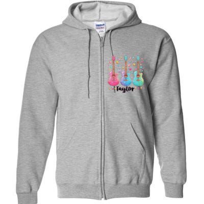 Girl Retro Taylor First Name Personalized Groovy 80S Pink Full Zip Hoodie