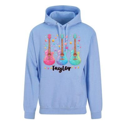 Girl Retro Taylor First Name Personalized Groovy 80S Pink Unisex Surf Hoodie