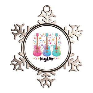 Girl Retro Taylor First Name Personalized Groovy 80S Pink Metallic Star Ornament