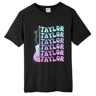 Girl Retro Taylor First Name Personalized Groovy 80S Pink Tall Fusion ChromaSoft Performance T-Shirt