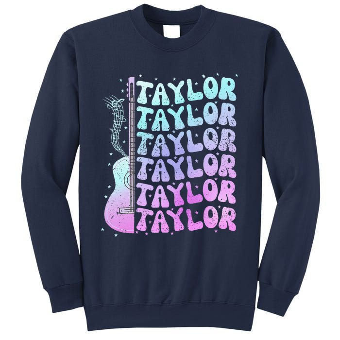 Girl Retro Taylor First Name Personalized Groovy 80S Pink Sweatshirt