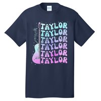 Girl Retro Taylor First Name Personalized Groovy 80S Pink Tall T-Shirt