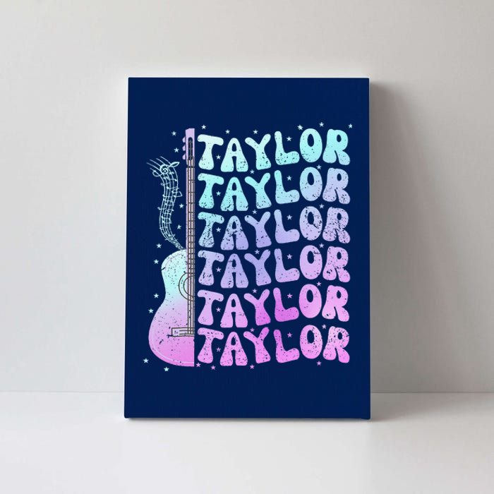 Girl Retro Taylor First Name Personalized Groovy 80S Pink Canvas