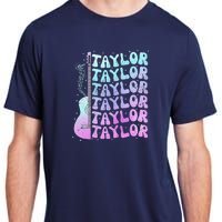 Girl Retro Taylor First Name Personalized Groovy 80S Pink Adult ChromaSoft Performance T-Shirt