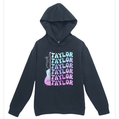 Girl Retro Taylor First Name Personalized Groovy 80S Pink Urban Pullover Hoodie