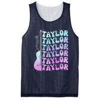 Girl Retro Taylor First Name Personalized Groovy 80S Pink Mesh Reversible Basketball Jersey Tank