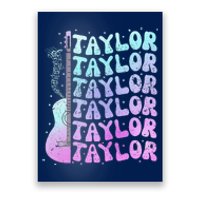 Girl Retro Taylor First Name Personalized Groovy 80S Pink Poster