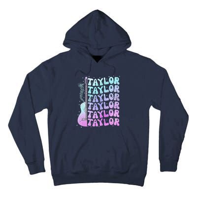 Girl Retro Taylor First Name Personalized Groovy 80S Pink Tall Hoodie