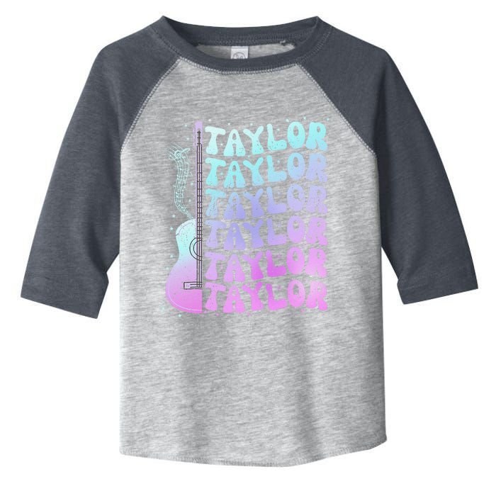 Girl Retro Taylor First Name Personalized Groovy 80S Pink Toddler Fine Jersey T-Shirt