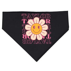 Girl Retro Taylor First Name Personalized Groovy Birthday USA-Made Doggie Bandana