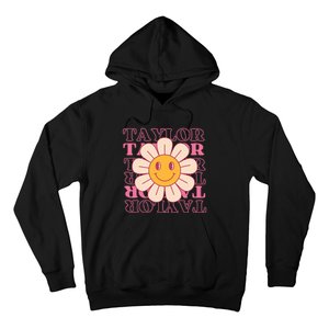 Girl Retro Taylor First Name Personalized Groovy Birthday Hoodie