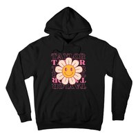 Girl Retro Taylor First Name Personalized Groovy Birthday Hoodie