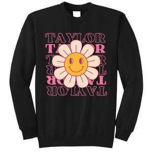 Girl Retro Taylor First Name Personalized Groovy Birthday Sweatshirt