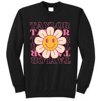 Girl Retro Taylor First Name Personalized Groovy Birthday Sweatshirt