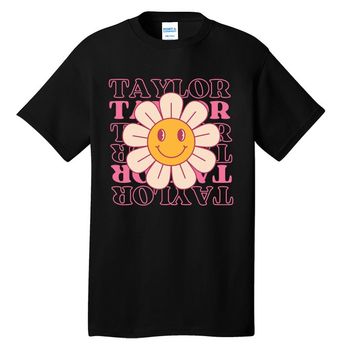 Girl Retro Taylor First Name Personalized Groovy Birthday Tall T-Shirt