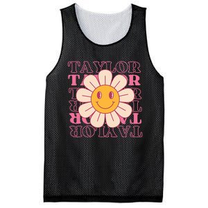 Girl Retro Taylor First Name Personalized Groovy Birthday Mesh Reversible Basketball Jersey Tank