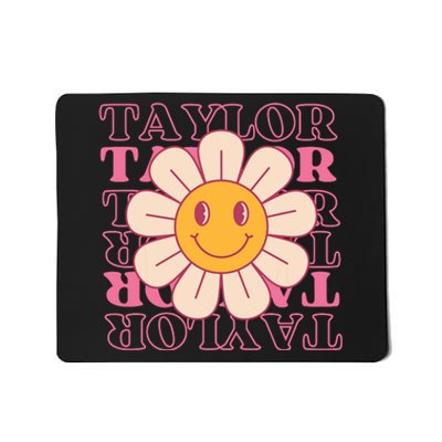 Girl Retro Taylor First Name Personalized Groovy Birthday Mousepad