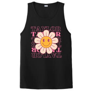 Girl Retro Taylor First Name Personalized Groovy Birthday PosiCharge Competitor Tank