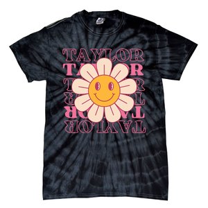 Girl Retro Taylor First Name Personalized Groovy Birthday Tie-Dye T-Shirt