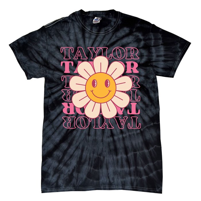 Girl Retro Taylor First Name Personalized Groovy Birthday Tie-Dye T-Shirt