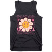 Girl Retro Taylor First Name Personalized Groovy Birthday Tank Top