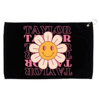 Girl Retro Taylor First Name Personalized Groovy Birthday Grommeted Golf Towel