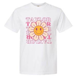 Girl Retro Taylor First Name Personalized Groovy Birthday Garment-Dyed Heavyweight T-Shirt