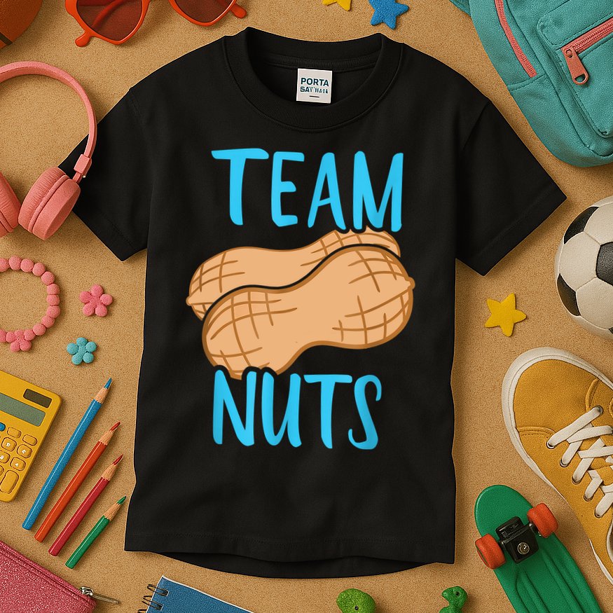 Gender Reveal Team Nuts Boy Matching Family Baby Party Kids T-Shirt
