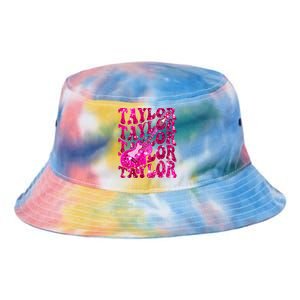 Girl Retro Taylor First Name Personalized Groovy 80S Tie Dye Newport Bucket Hat