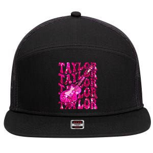 Girl Retro Taylor First Name Personalized Groovy 80S 7 Panel Mesh Trucker Snapback Hat