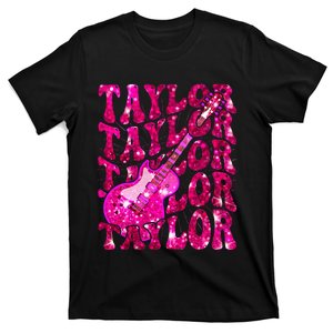 Girl Retro Taylor First Name Personalized Groovy 80S T-Shirt