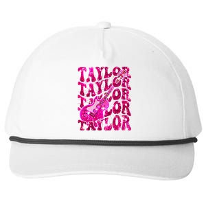 Girl Retro Taylor First Name Personalized Groovy 80S Snapback Five-Panel Rope Hat