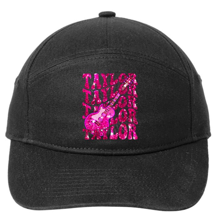 Girl Retro Taylor First Name Personalized Groovy 80S 7-Panel Snapback Hat