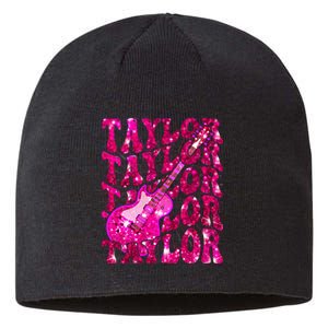 Girl Retro Taylor First Name Personalized Groovy 80S Sustainable Beanie