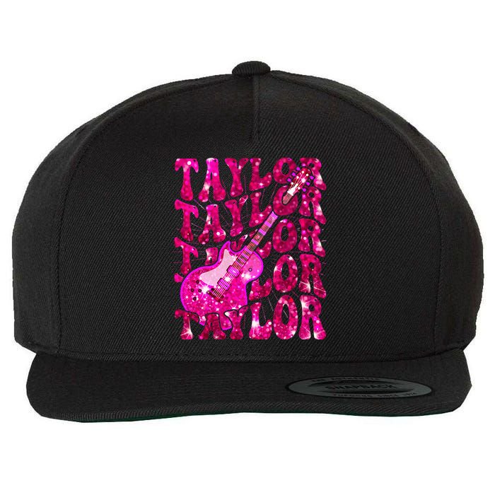 Girl Retro Taylor First Name Personalized Groovy 80S Wool Snapback Cap